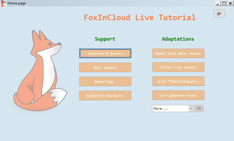 FoxInCloud Live Tutorial desktop home page